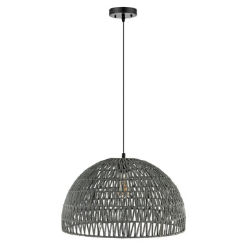 Campana 20" Bohemian Modern Woven Rattan/Iron LED Pendant